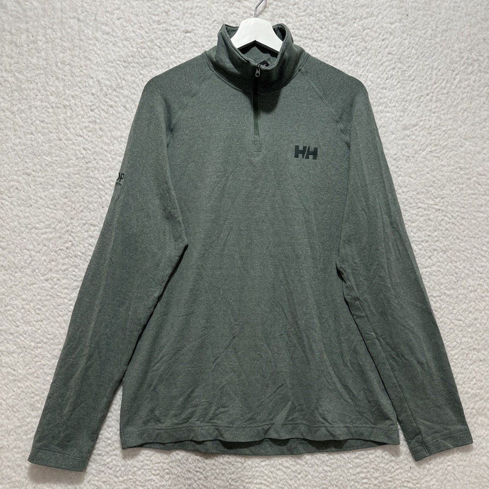 Helly Hansen Men's Tyri Half-Zip Pullover‎ Size Large Green Heather Company Logo